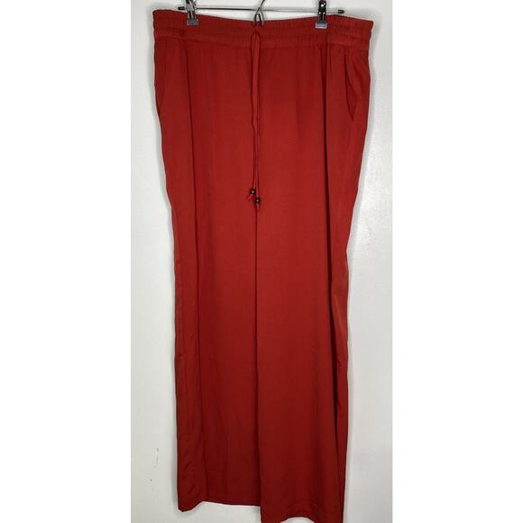 The Magic Of Stevie And Lindsay Plus 2X Burgandy Red Elastic Waist Pants NWT New - Picture 1 of 7